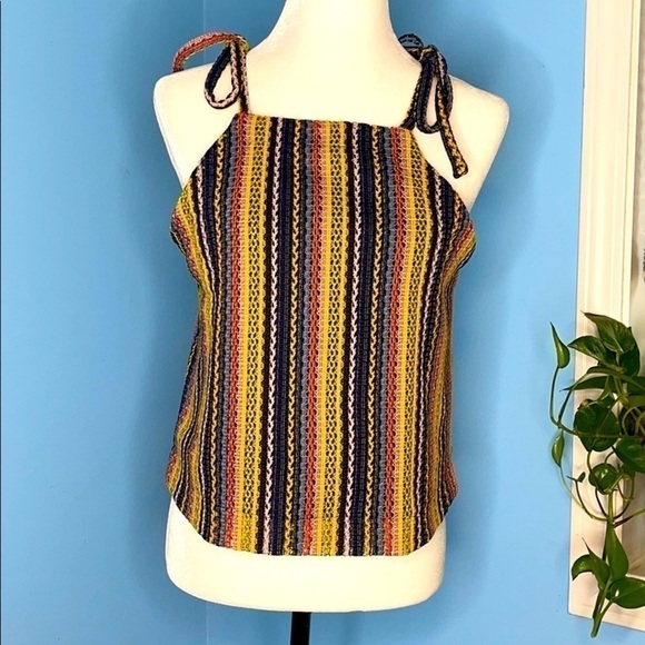 NEW Madewell Rainbow Crochet Stripe Tie-strap Tank US M - Picture 3 of 6